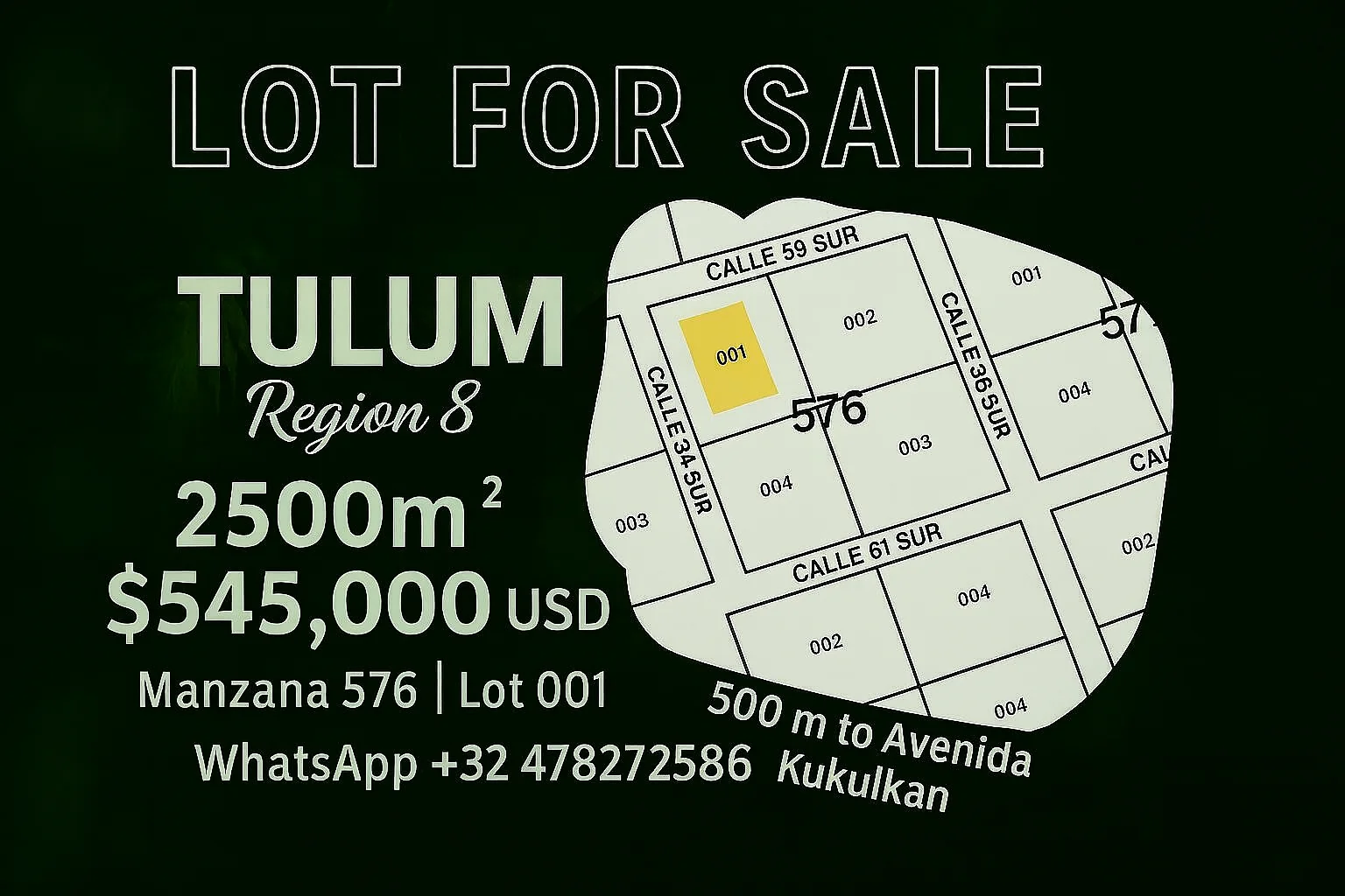 Manzana 576 Lote 1 - Terreno premium en venta en Tulum